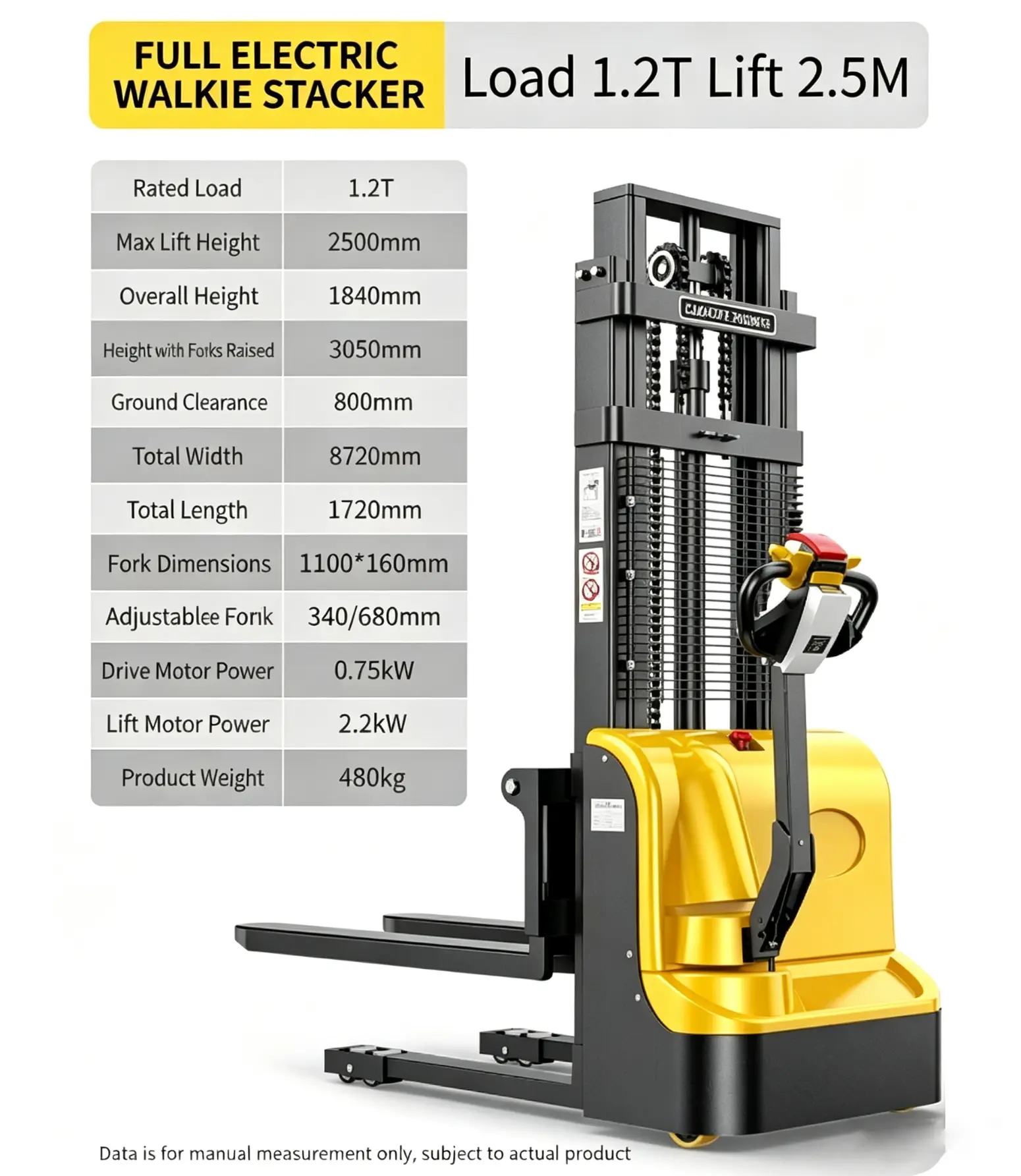 Impilatore walkie-talkie completamente elettrico da 1,2 T